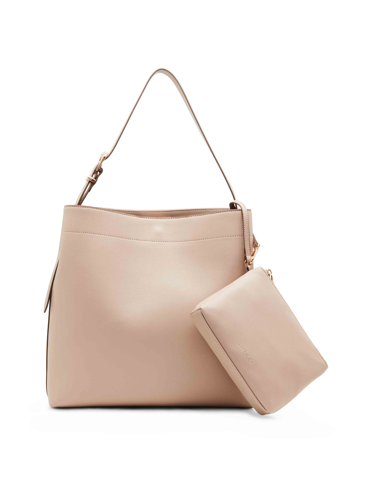 Anne Klein Timeless Taupe Sculpted Buckle Hobo Tote