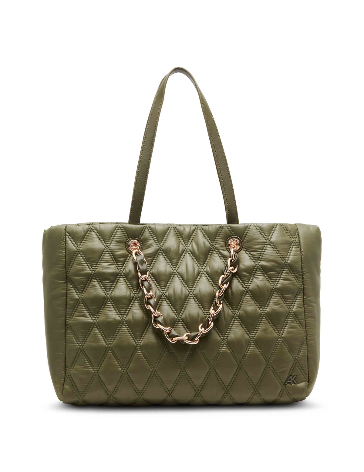 Anne Klein Olive Quilt Nylon Tote &amp; Detachable Strap