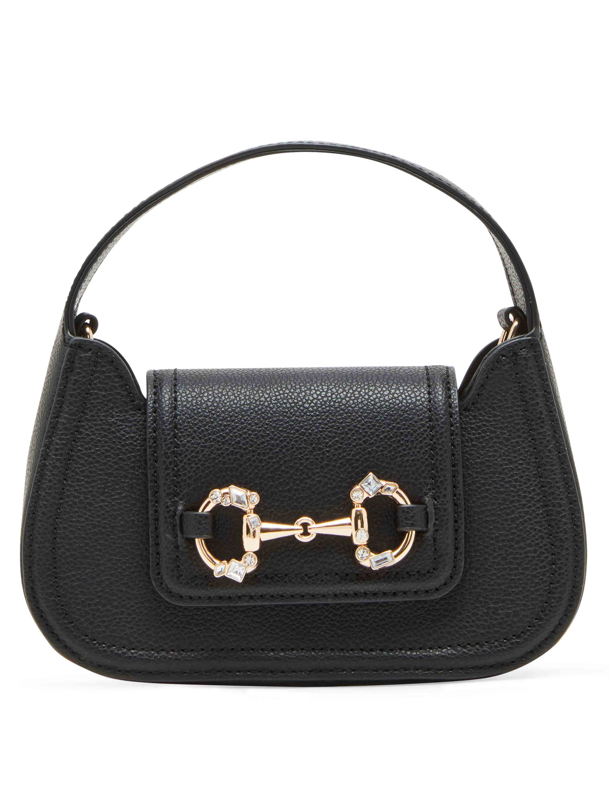 Anne Klein Black Crystal horsebit mini top handle with convertible strap