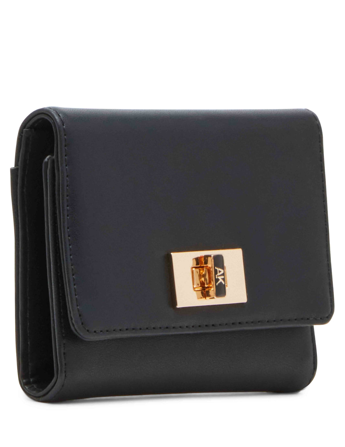 Anne Klein Black Medium Flap Wallet With Enamel Turn Lock