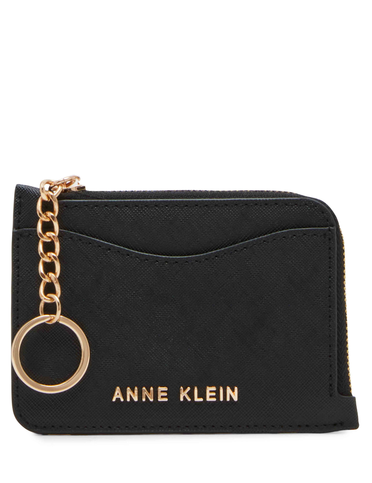 Anne Klein Black Ak Zip Card Case With Keychain