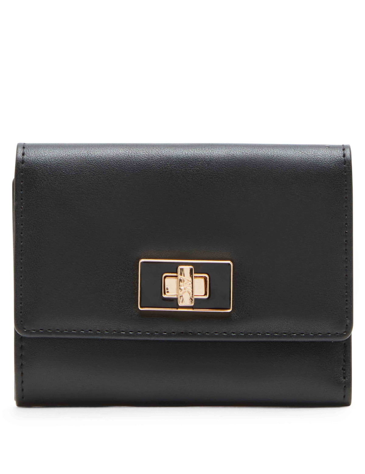 Anne Klein Black Medium Flap Wallet With Enamel Turn Lock