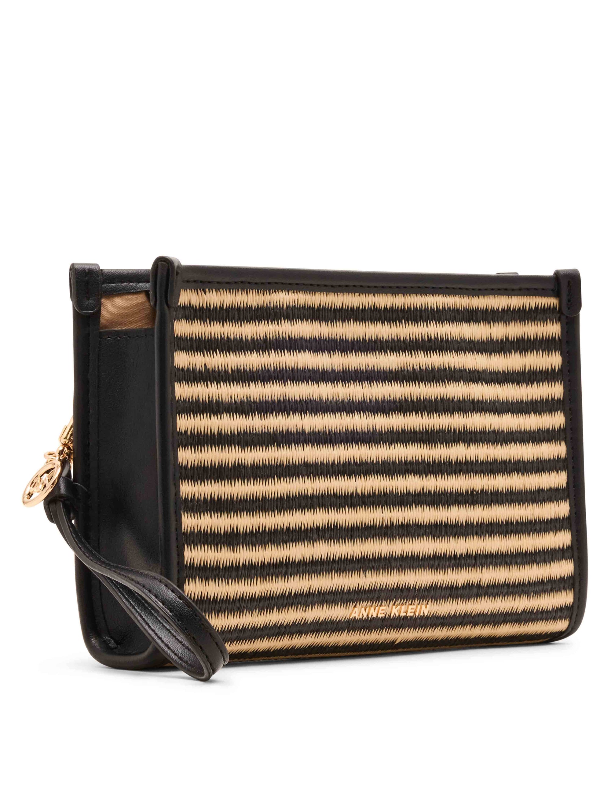 Anne Klein Stripe Straw Wristlet