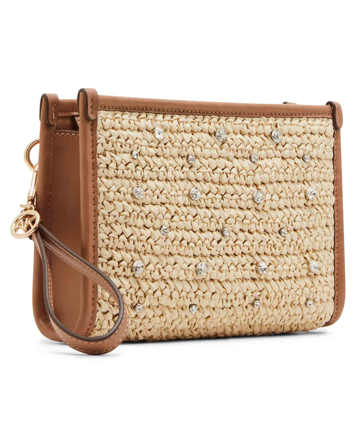 Anne Klein Natural/Sunbaked Crystal Straw Wristlet