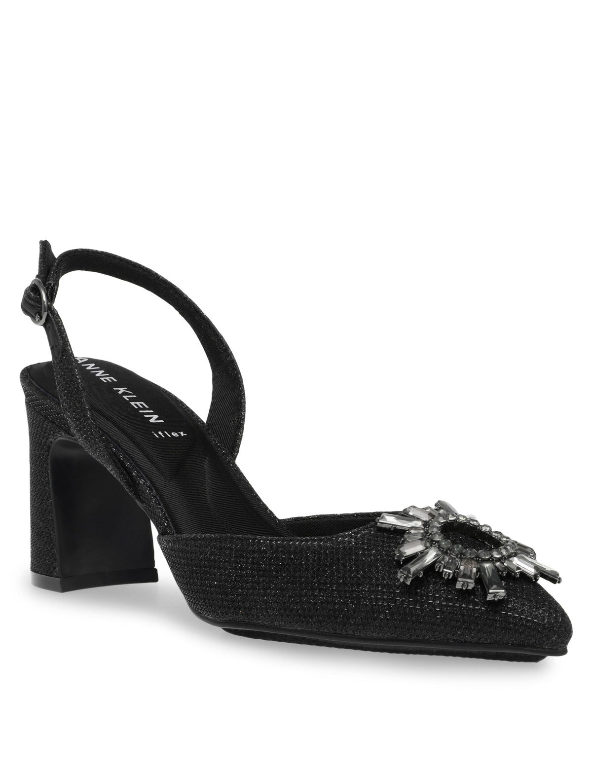 Anne Klein Black Glitter Billie Dress Pump- Sale