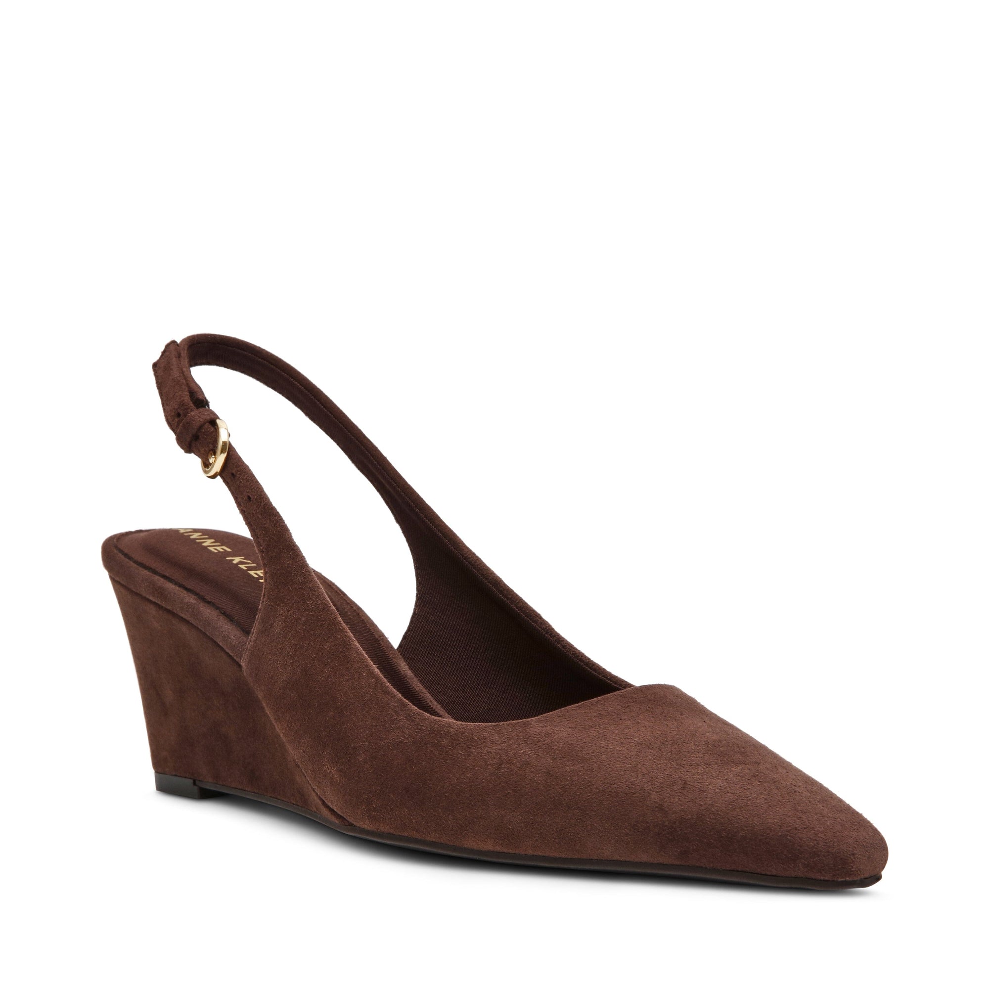 Anne Klein Brown Suede Cookie Slingback Wedge