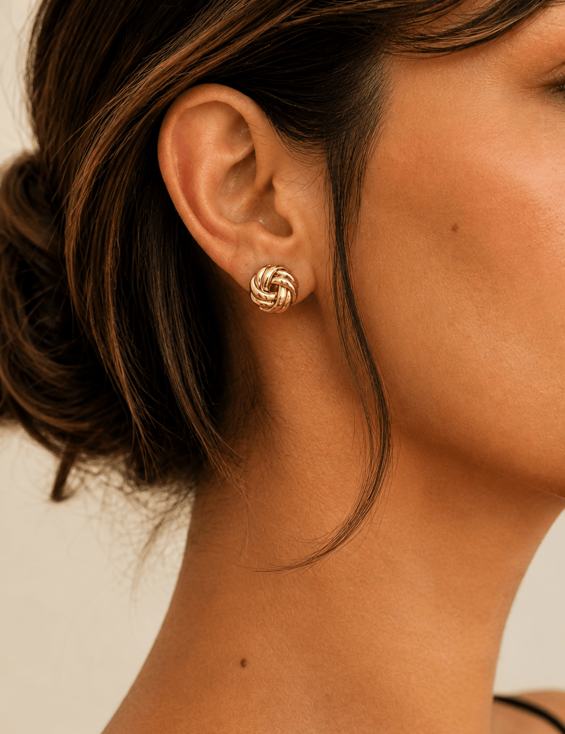 Anne Klein Gold Knot Stud Earrings