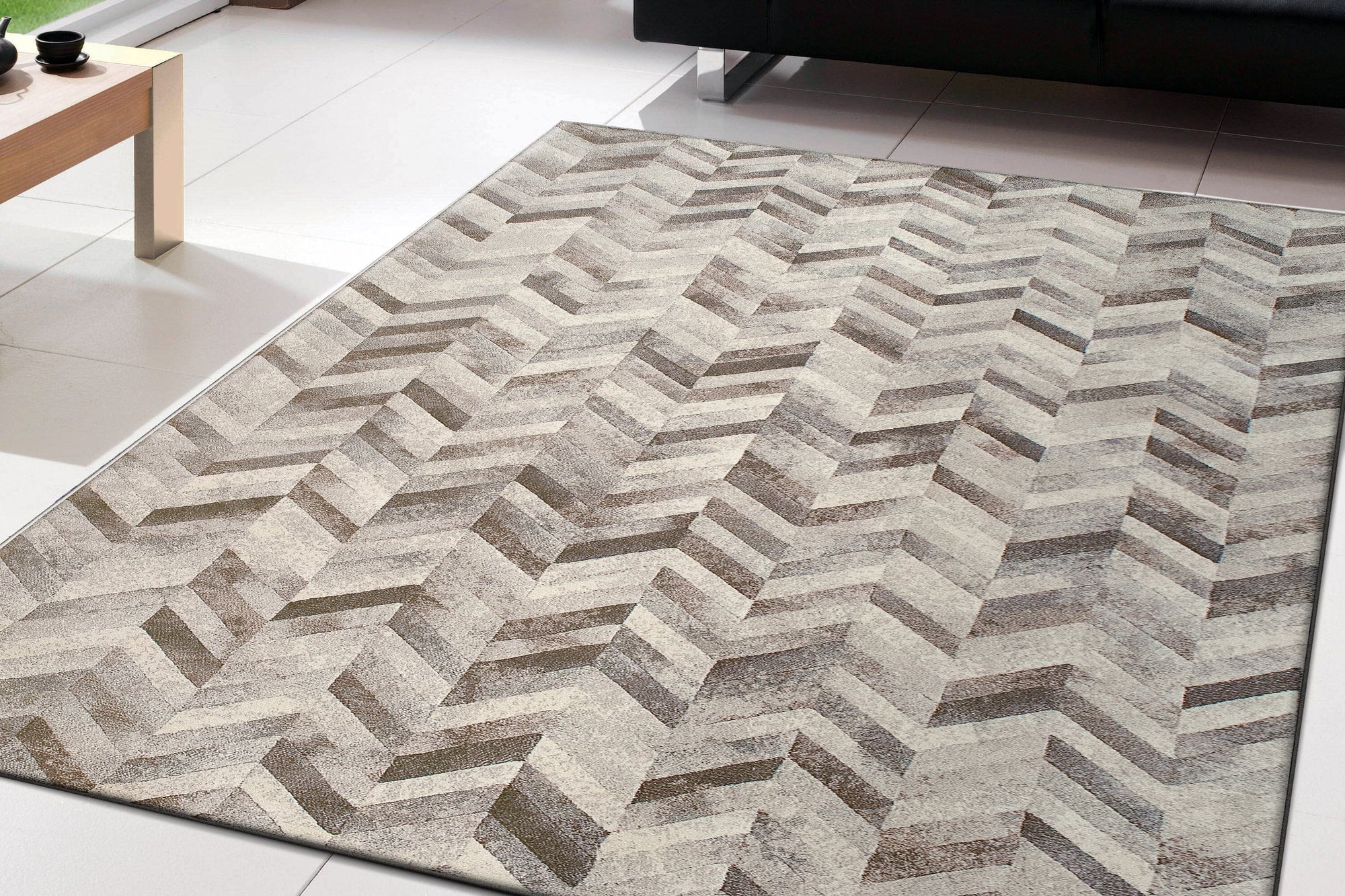 Anne Klein Silver The Illusions Contemporary Geometric Rug Collection