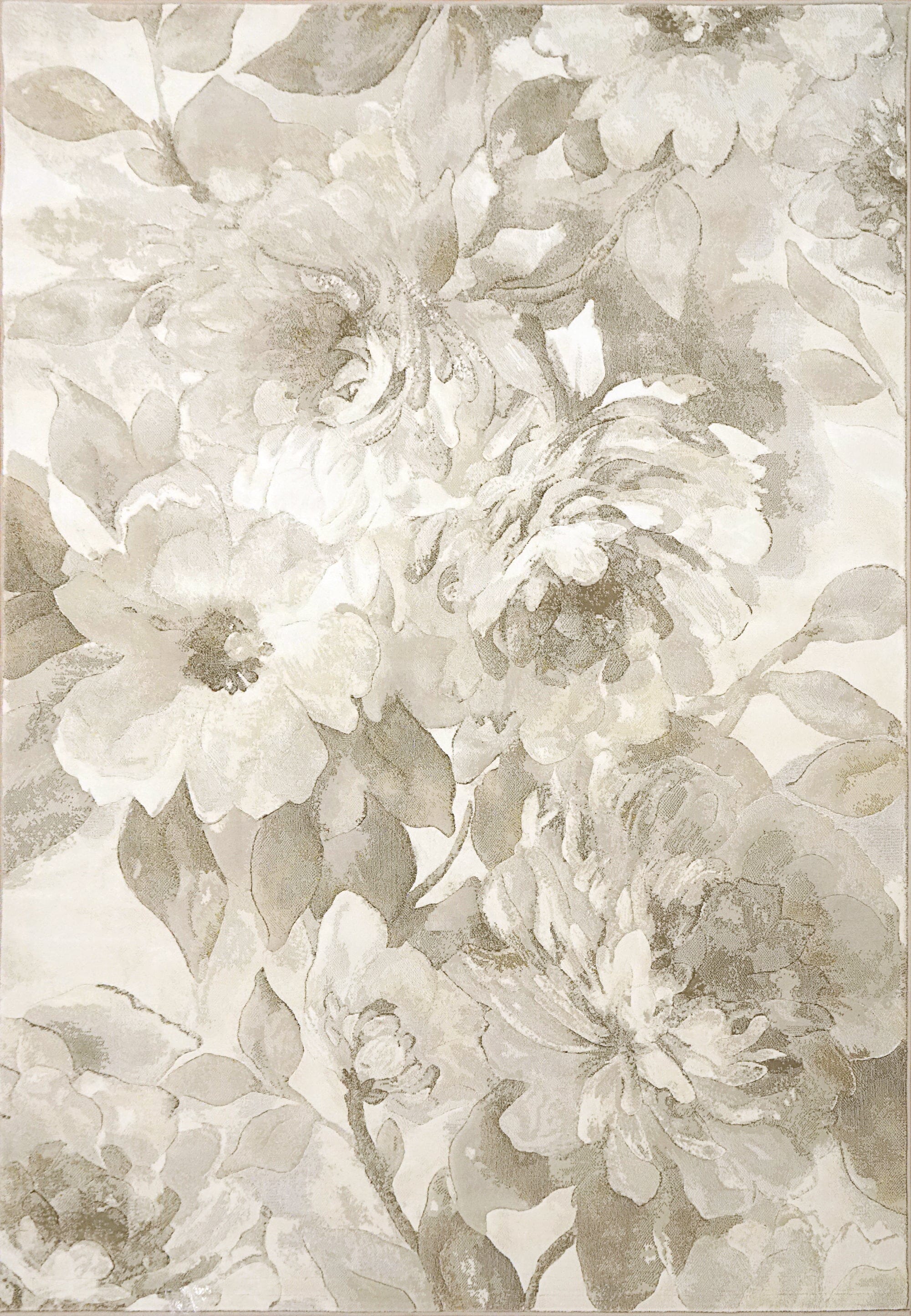 Anne Klein Beige/Cream The Illusions Contemporary Floral Rug Collection