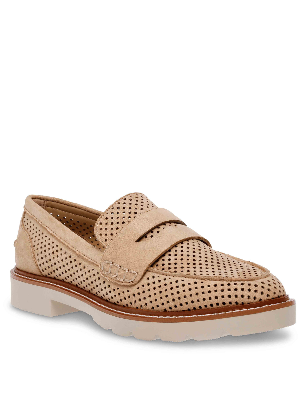 Anne Klein Natural Microsuede Perforated Emmylou Perforated Loafer