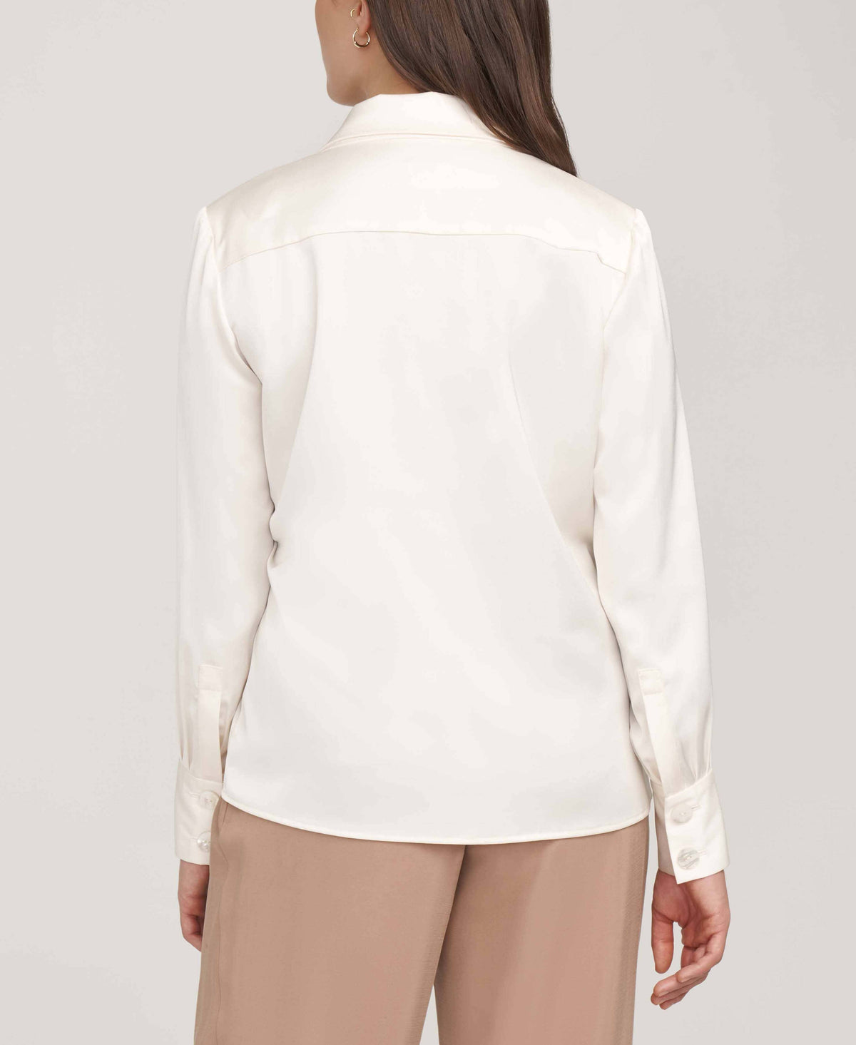 Anne Klein  Two Button Notch Collar Oversized Blouse- Clearance