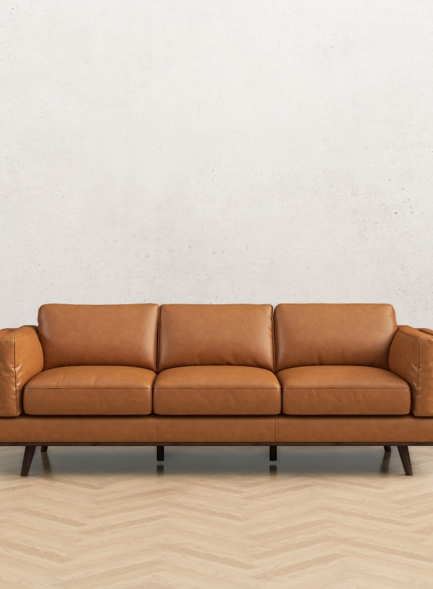 Cardano Cognac Tan 89" Genuine Leather Sofa