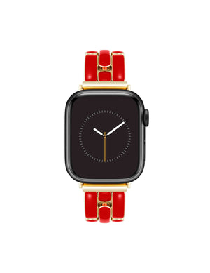 Anne Klein Red/Gold-Tone Enamel Link Bracelet for Apple Watch®