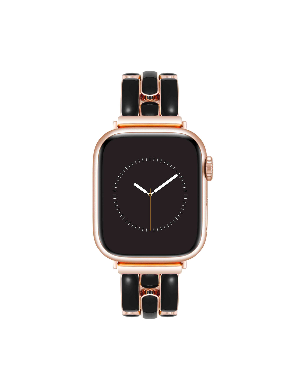 Anne Klein Black/Rose Gold-Tone Enamel Link Bracelet for Apple Watch®