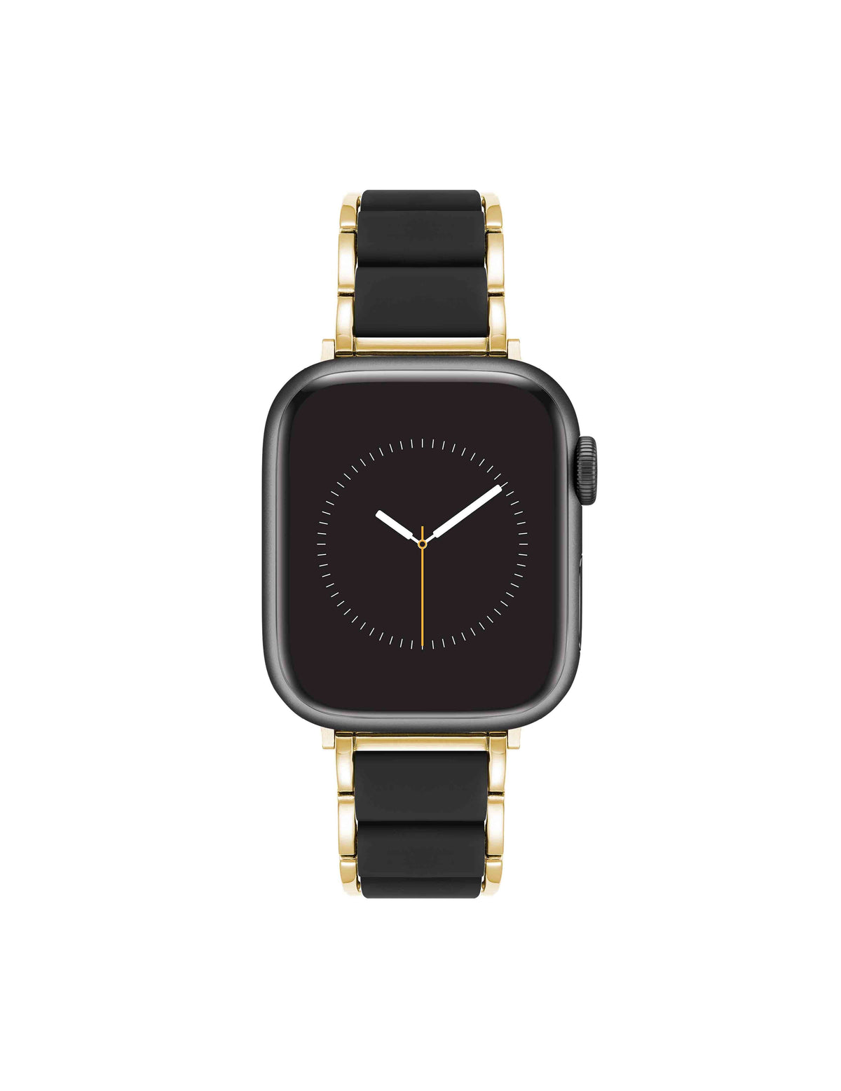 Anne Klein Gold-Tone/Black Rubberized Link Bracelet Band for Apple Watch®