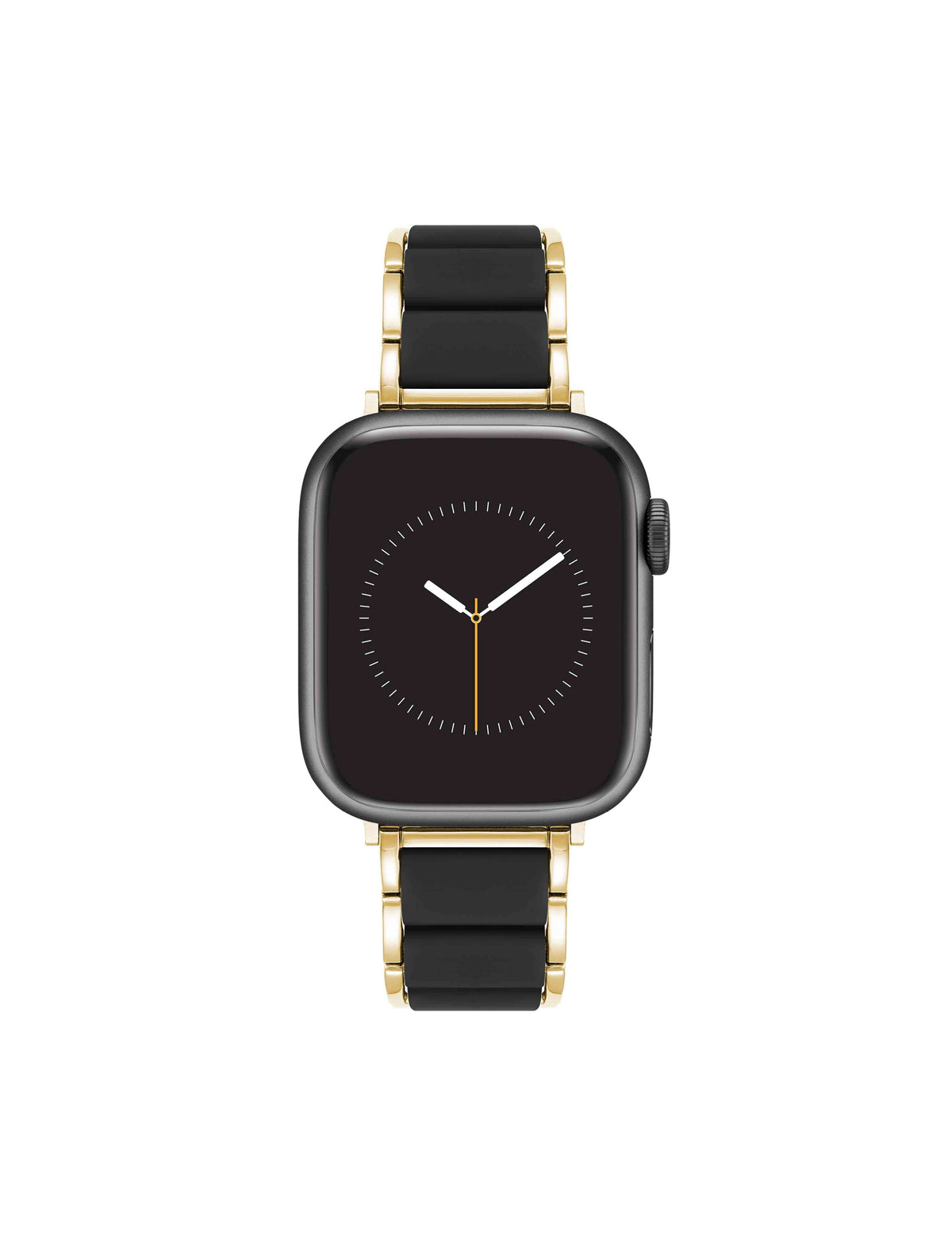 Anne Klein Black/Gold-Tone Rubberized Link Bracelet Band for Apple Watch®