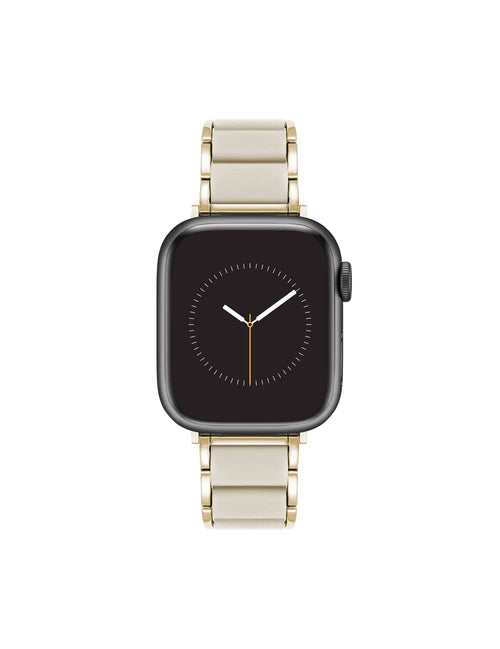 Anne Klein Ivory/Gold-Tone Rubberized Link Bracelet Band for Apple Watch®