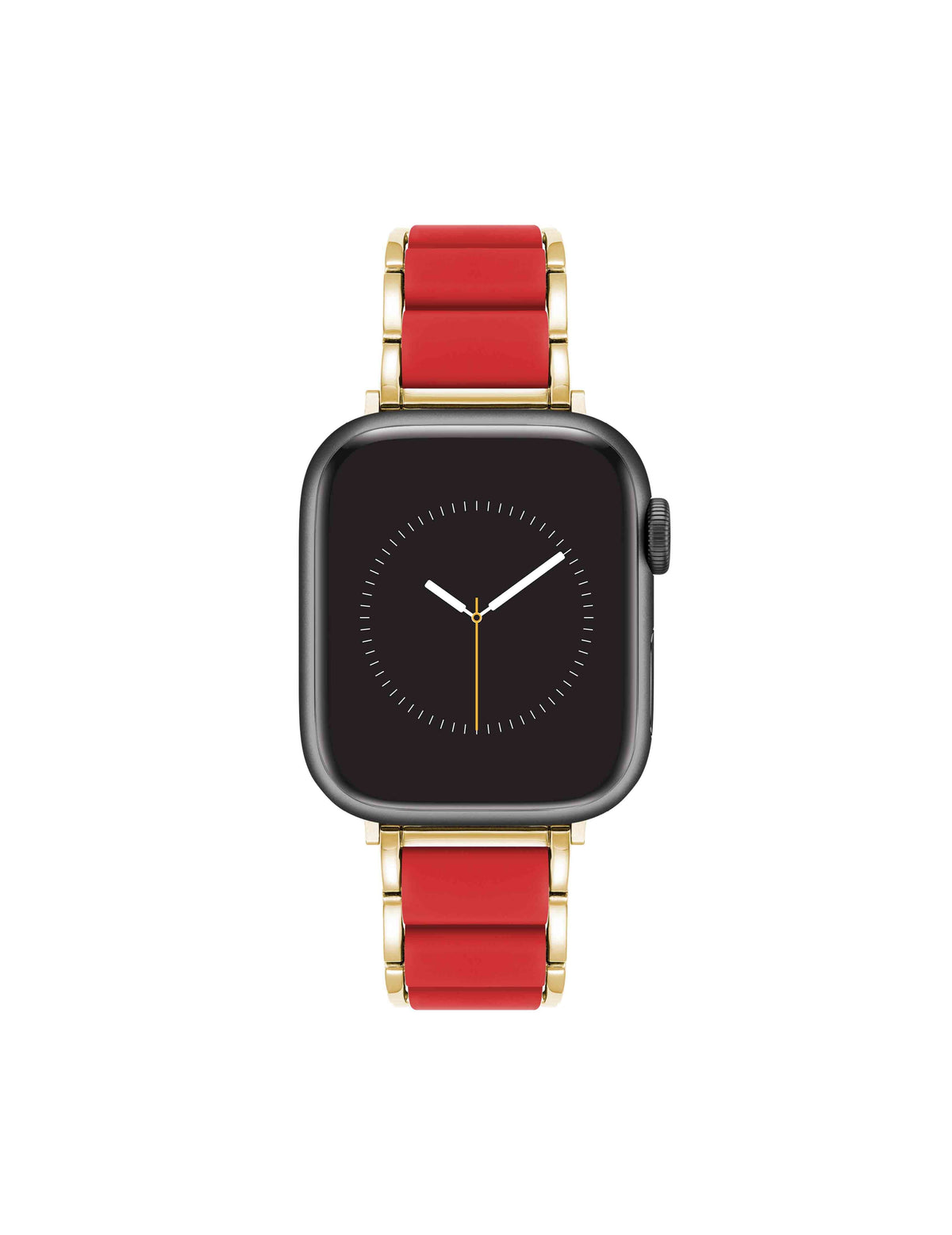 Anne Klein Red/Gold-Tone Rubberized Link Bracelet Band for Apple Watch®