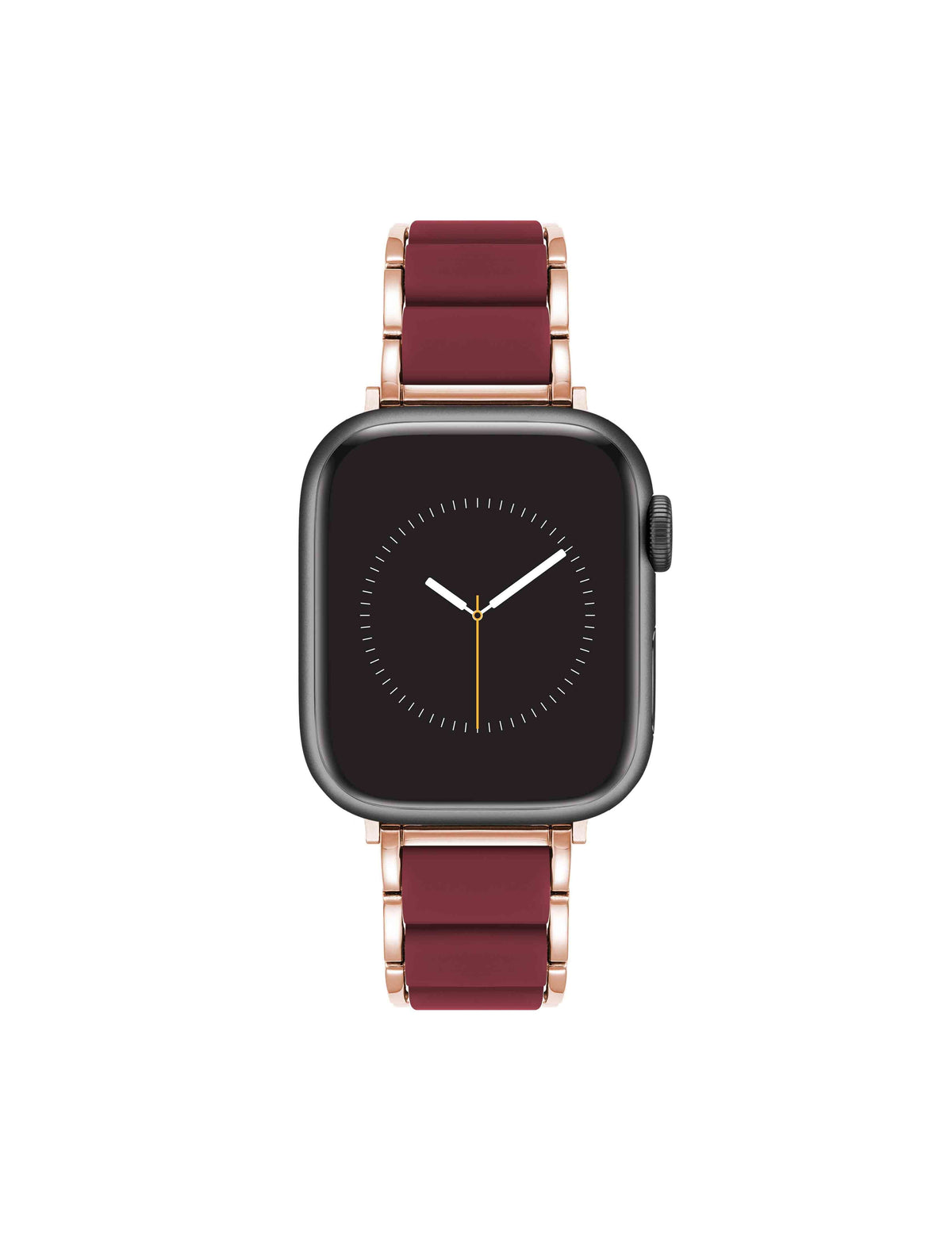 Anne Klein Burgundy/Rose Gold-Tone Rubberized Link Bracelet Band for Apple Watch®