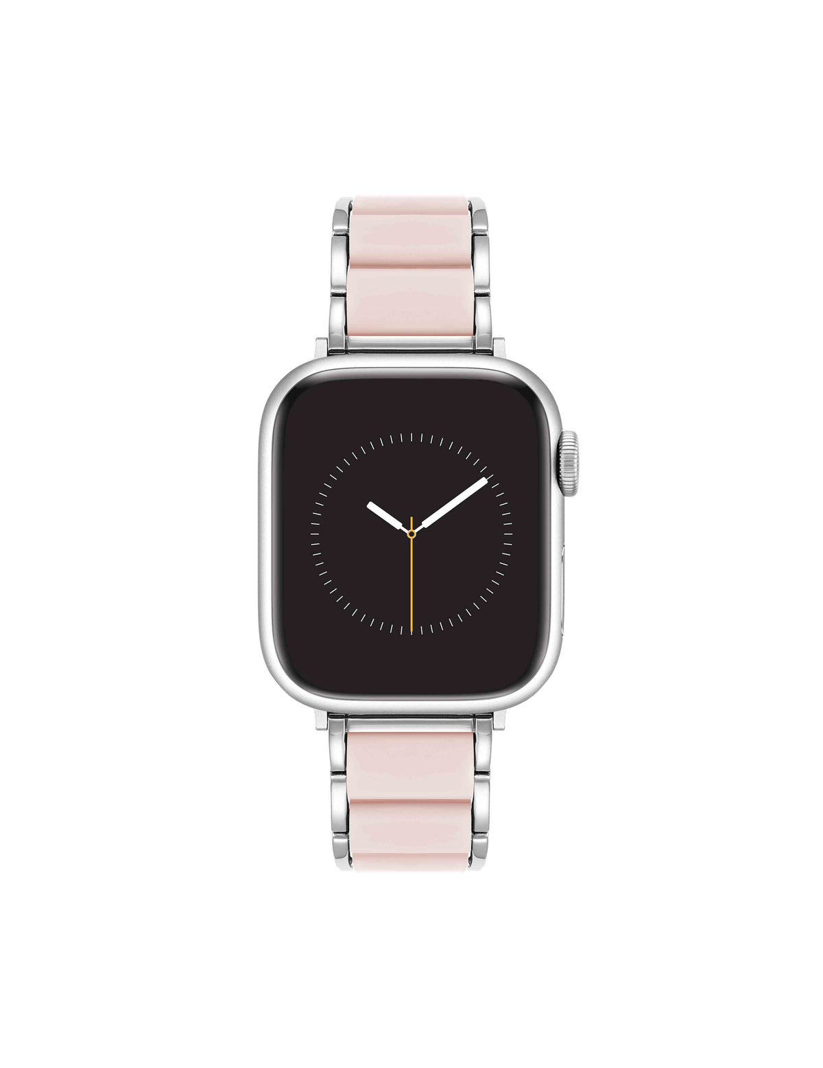 Anne Klein Pink/Silver-Tone Rubberized Link Bracelet Band for Apple Watch®