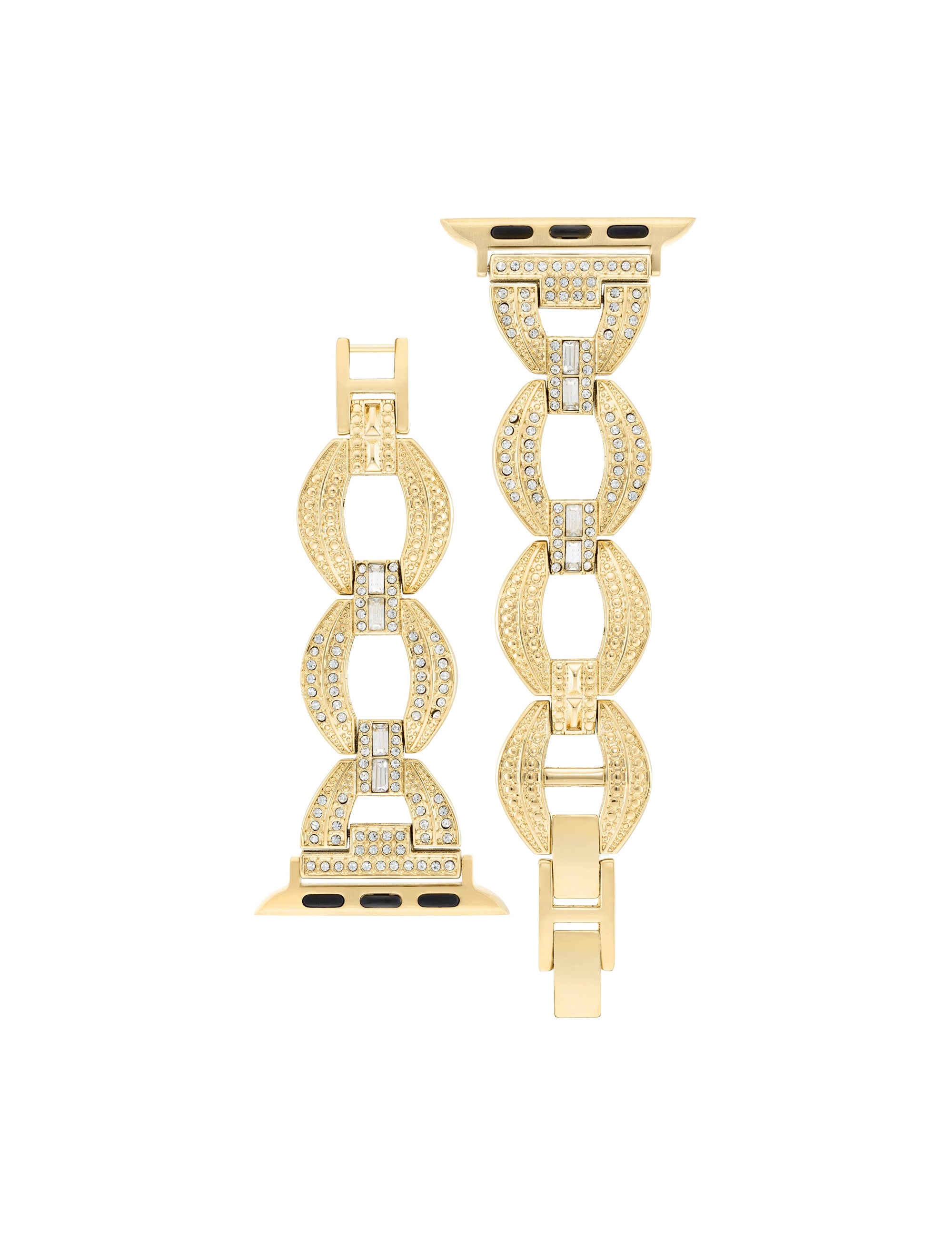 Anne Klein Gold-Tone Premium Crystal Round Link Bracelet  for Apple Watch®