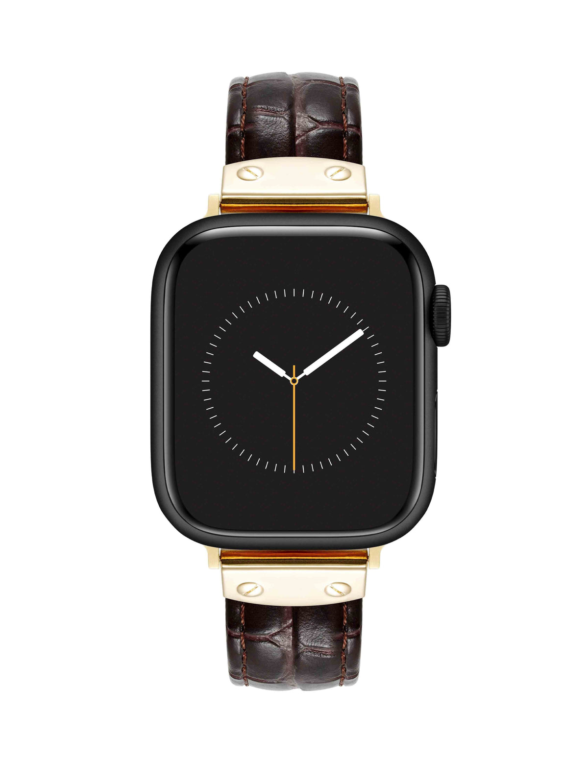 Anne Klein Gold-Tone/Brown Croco Leather Band for Apple Watch®