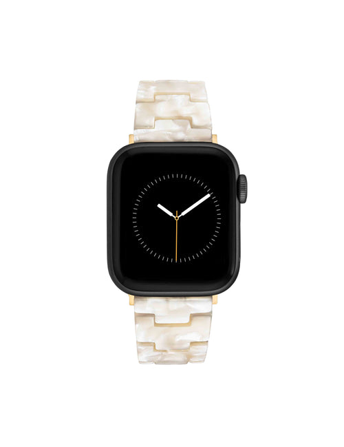 Anne Klein Ivory/Gold-Tone Marbleized Acetate Bracelet Band for Apple Watch®