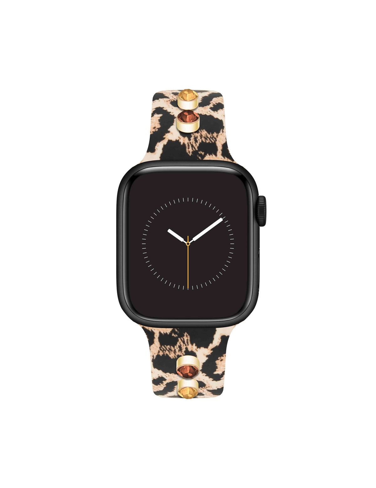 Anne Klein Leopard/Gold-Tone Silicone Band for Apple Watch® with Crystal Charms