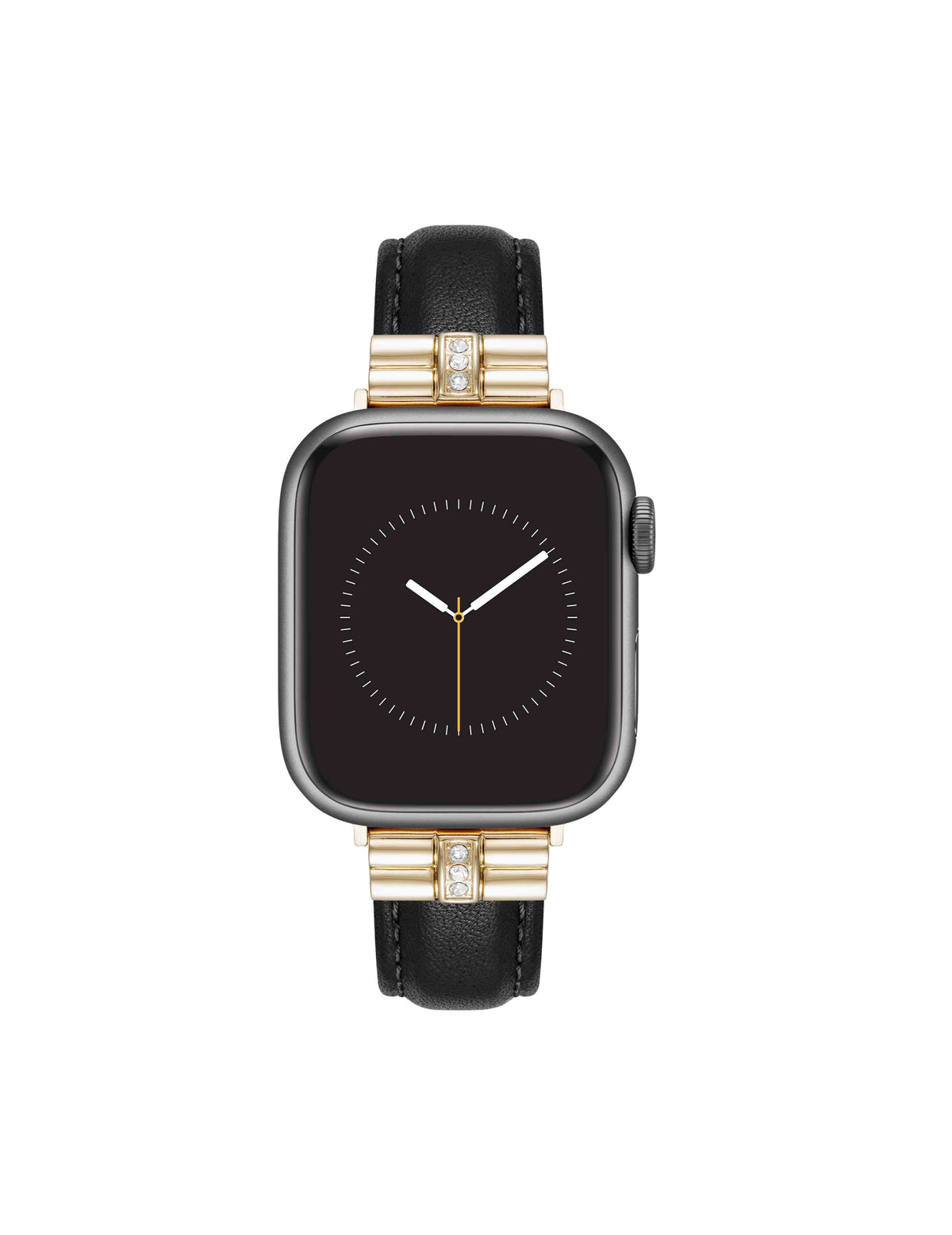 Anne Klein Gold-Tone/Black Consider It Sustainable Leather Band for Apple Watch