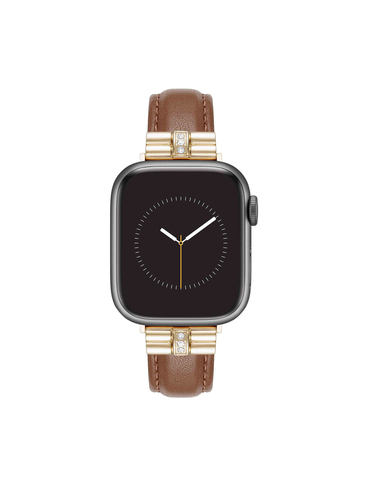 Anne Klein Gold-Tone/Brown Consider It Sustainable Leather Band for Apple Watch