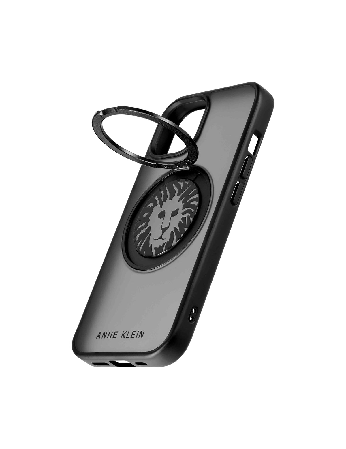 Anne Klein Black Protective Plastic Case with Rotating Ring for iPhone® 15