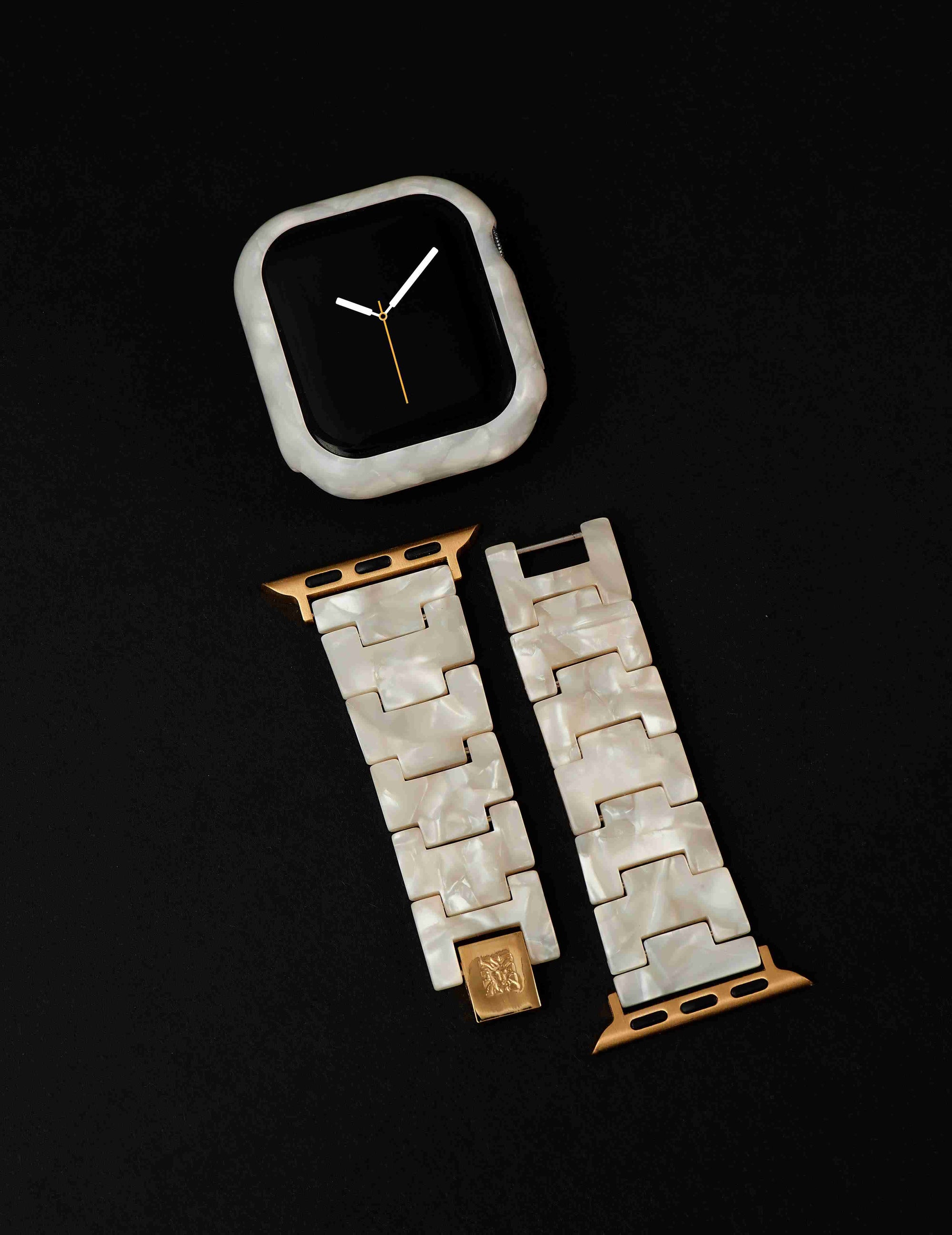 Anne Klein Ivory/Gold-Tone Marbleized Acetate Bracelet Band for Apple Watch®