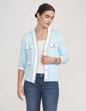 Anne Klein  Cardigan with Tipped Pockets- Clearance