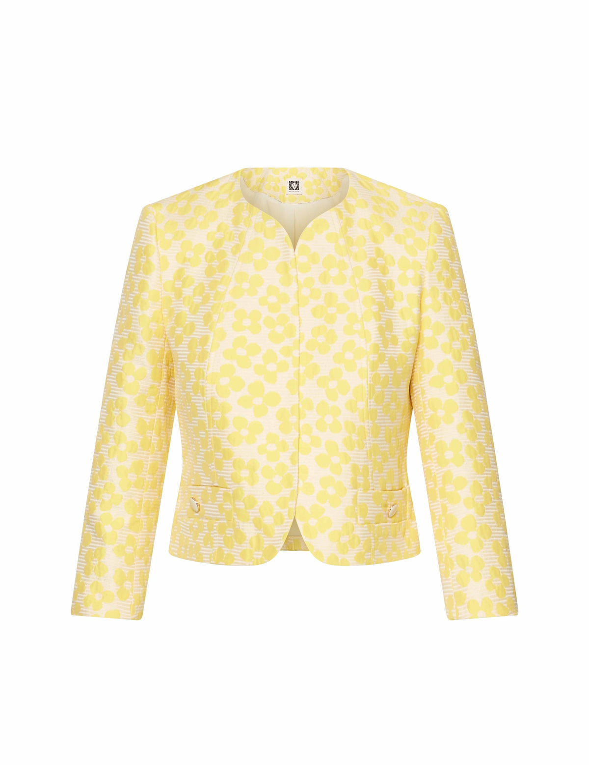 Anne Klein Bright Daffodil Combo Button Jacket with Pocket Flaps- Clearance