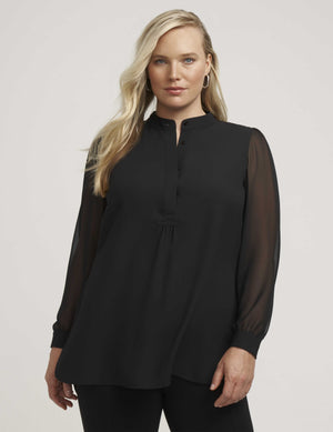 Anne Klein  Plus Size Combo Sleeve Poet Blouse- Sale