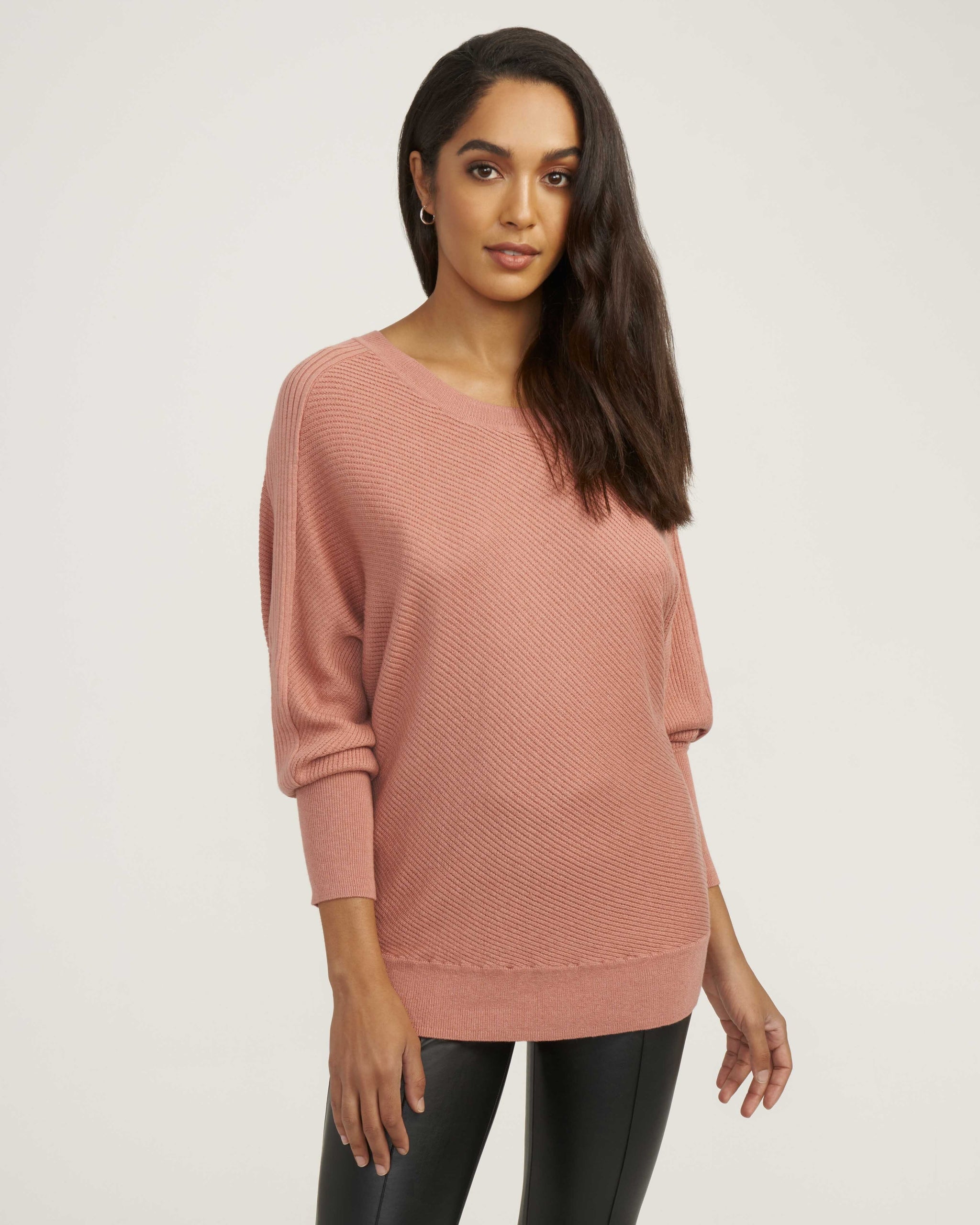 Dolman Sleeve Ribbed Sweater