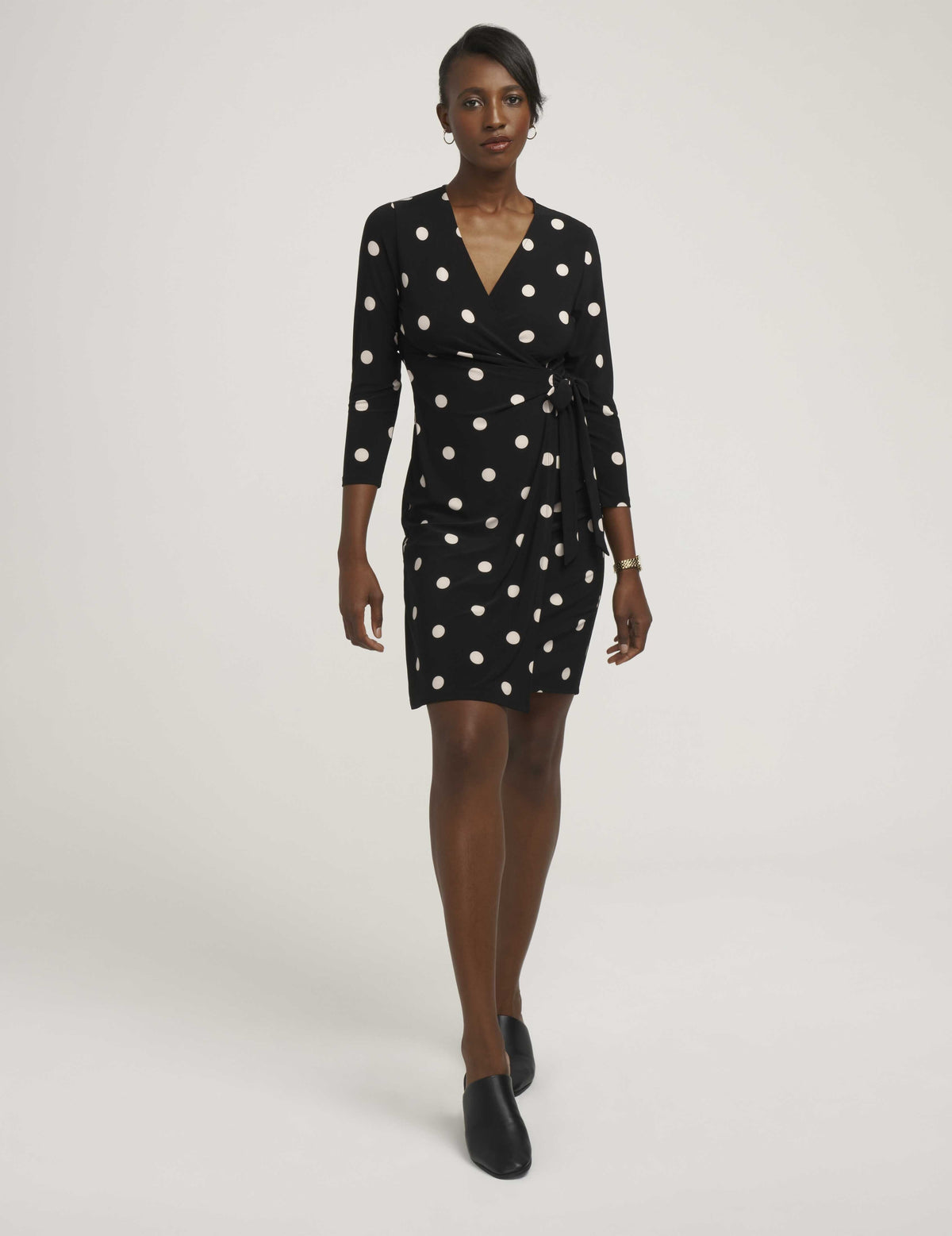 Anne Klein  Petite Dot Print Faux Wrap Dress- Sale