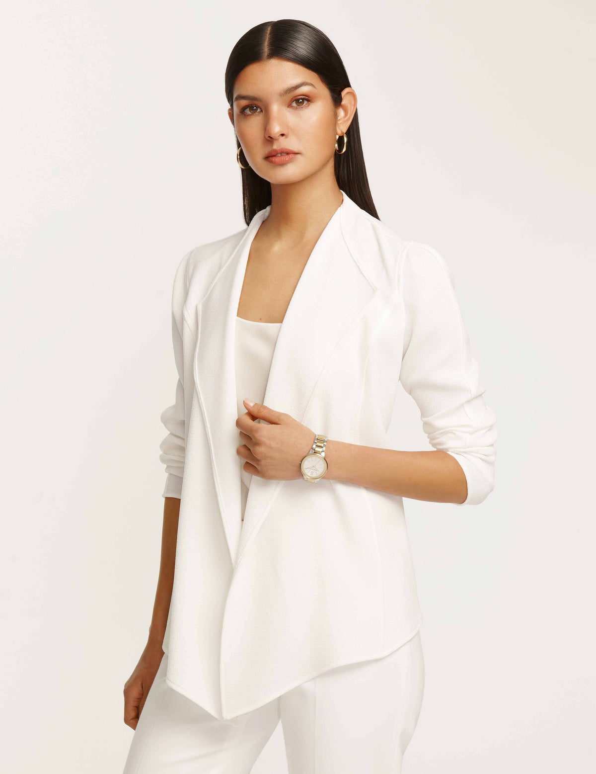 Anne Klein NYC White Drape Front Jacket- Sale