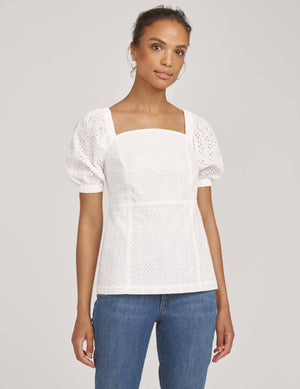 Anne Klein  Eyelet Peasant Blouse- Sale