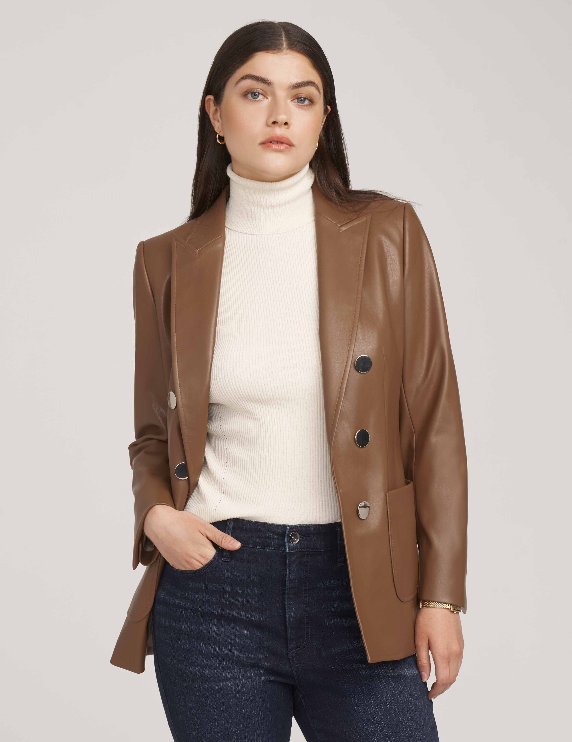 Anne klein 2024 leather coat