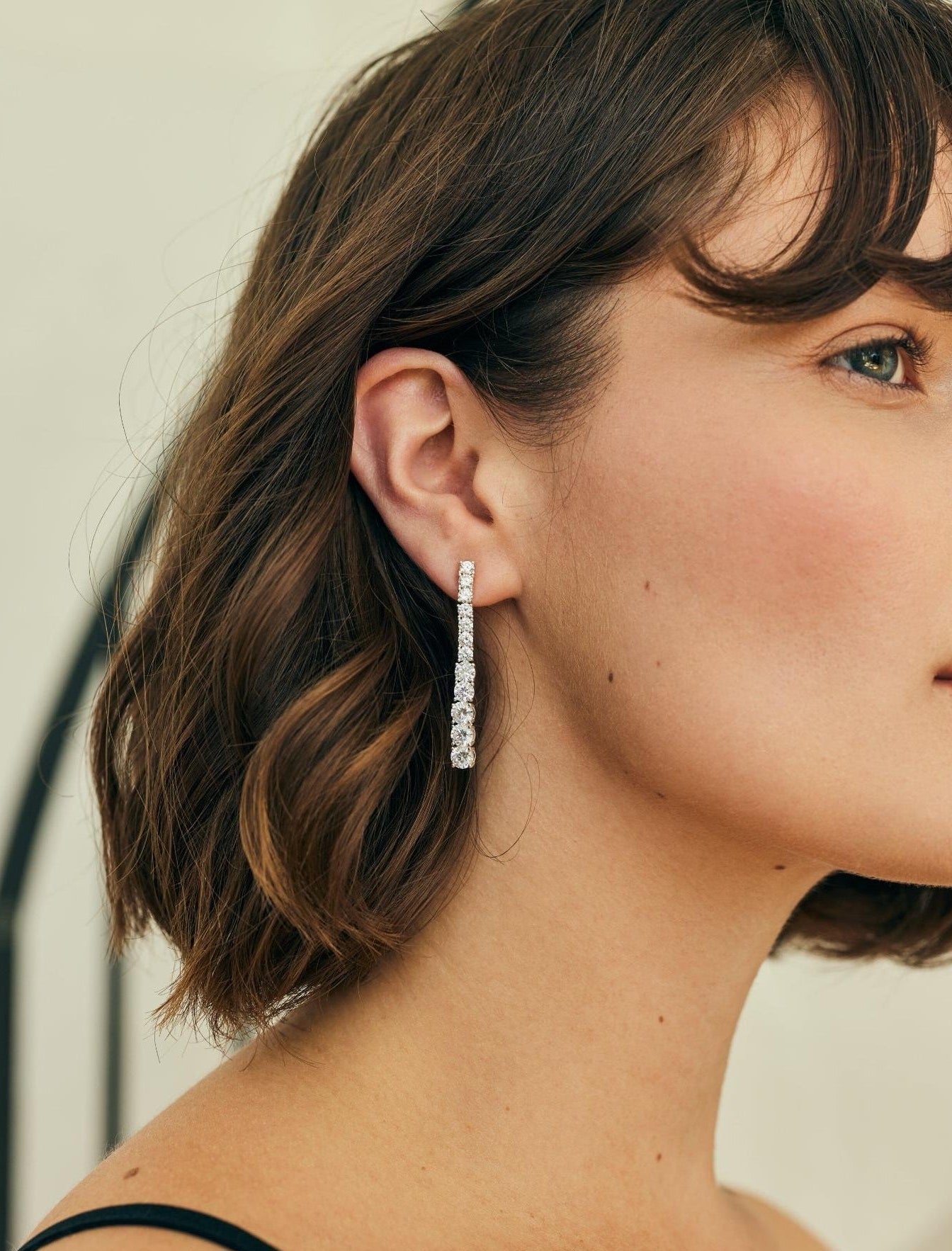 Anne Klein Silver-Tone Prong Round Stone Linear Earrings