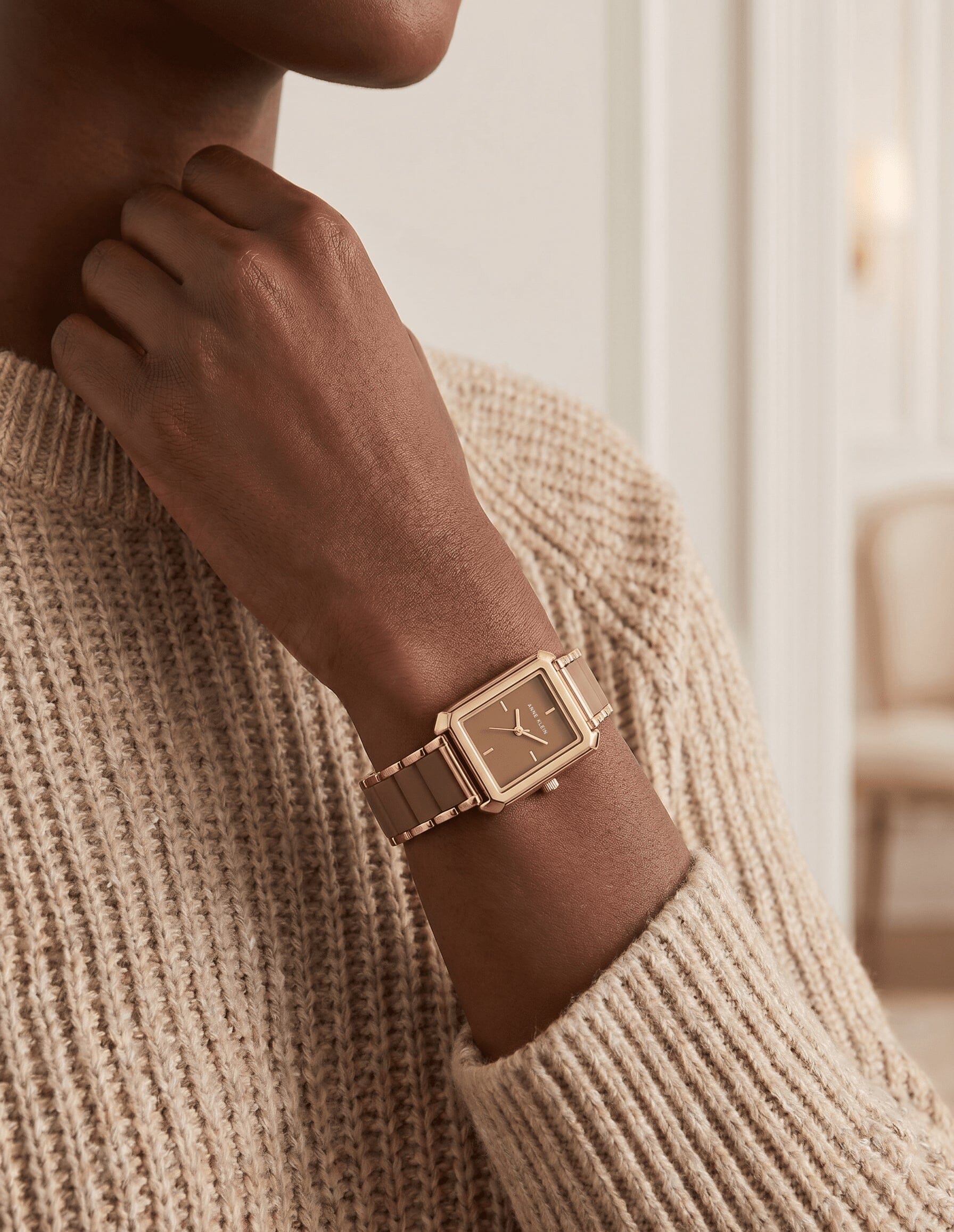 Anne Klein Rectangular Silicone Bracelet Watch