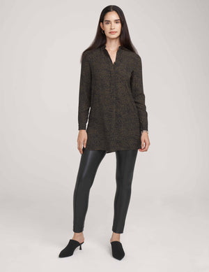 Anne Klein Kelp/ Anne Black Popover Tunic With Covered Placket And Side Slits- Clearance
