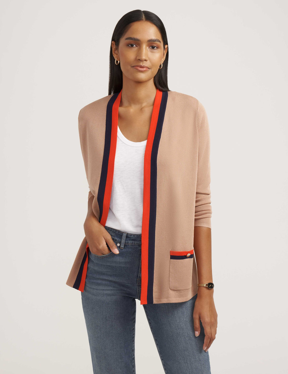 Anne Klein  Malibu Cardigan with Tipping- Clearance