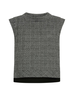 Anne Klein Anne Black/Grey Serenity Knit Plaid Vest- Clearance