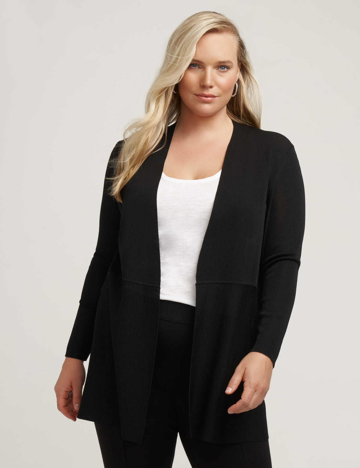 Anne Klein Black Plus Size Monterey Cardigan- Sale