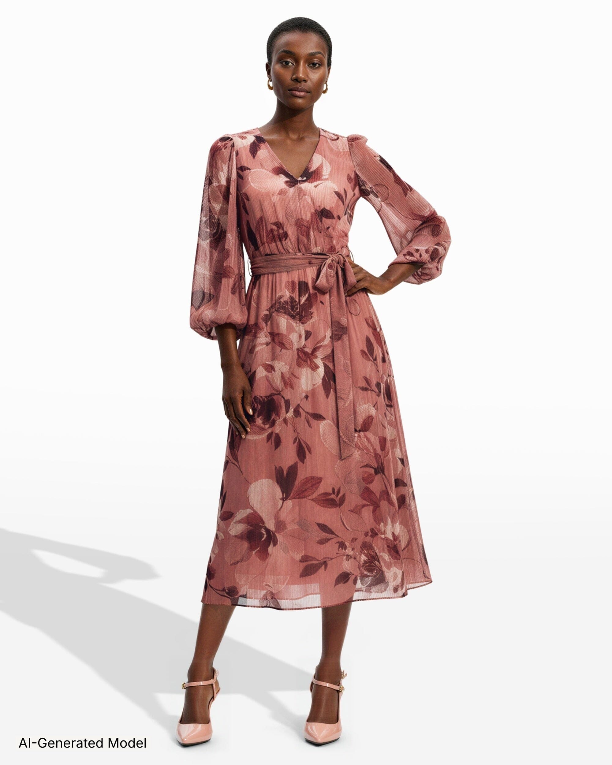 chiffon wrap dress with sleeves Coast Women's Long Sleeve Chiffon Pleated Wrap Midi Dress in Blush