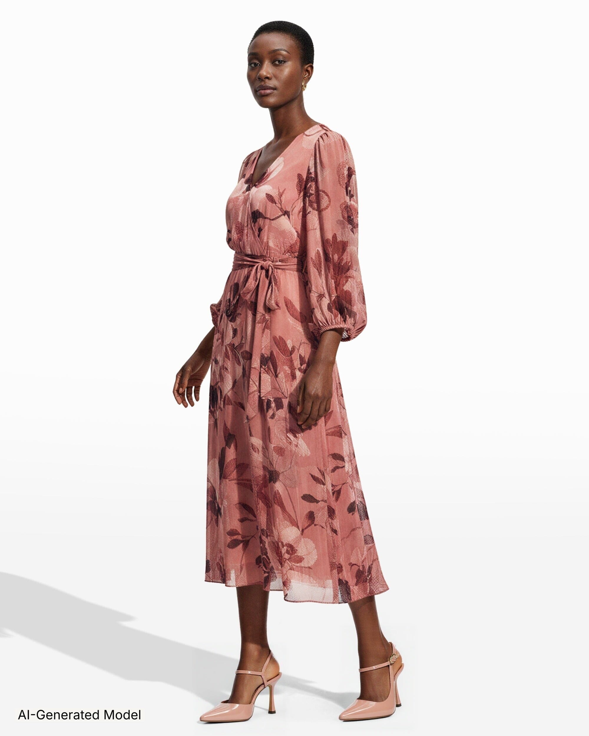 pink chiffon midi dress Pink Chiffon Ruffle Trim Koko Midi Smock Dress