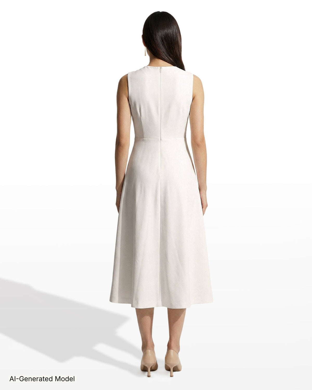 Anne Klein A-Line Silhouette Crew Neck Midi Length Dress