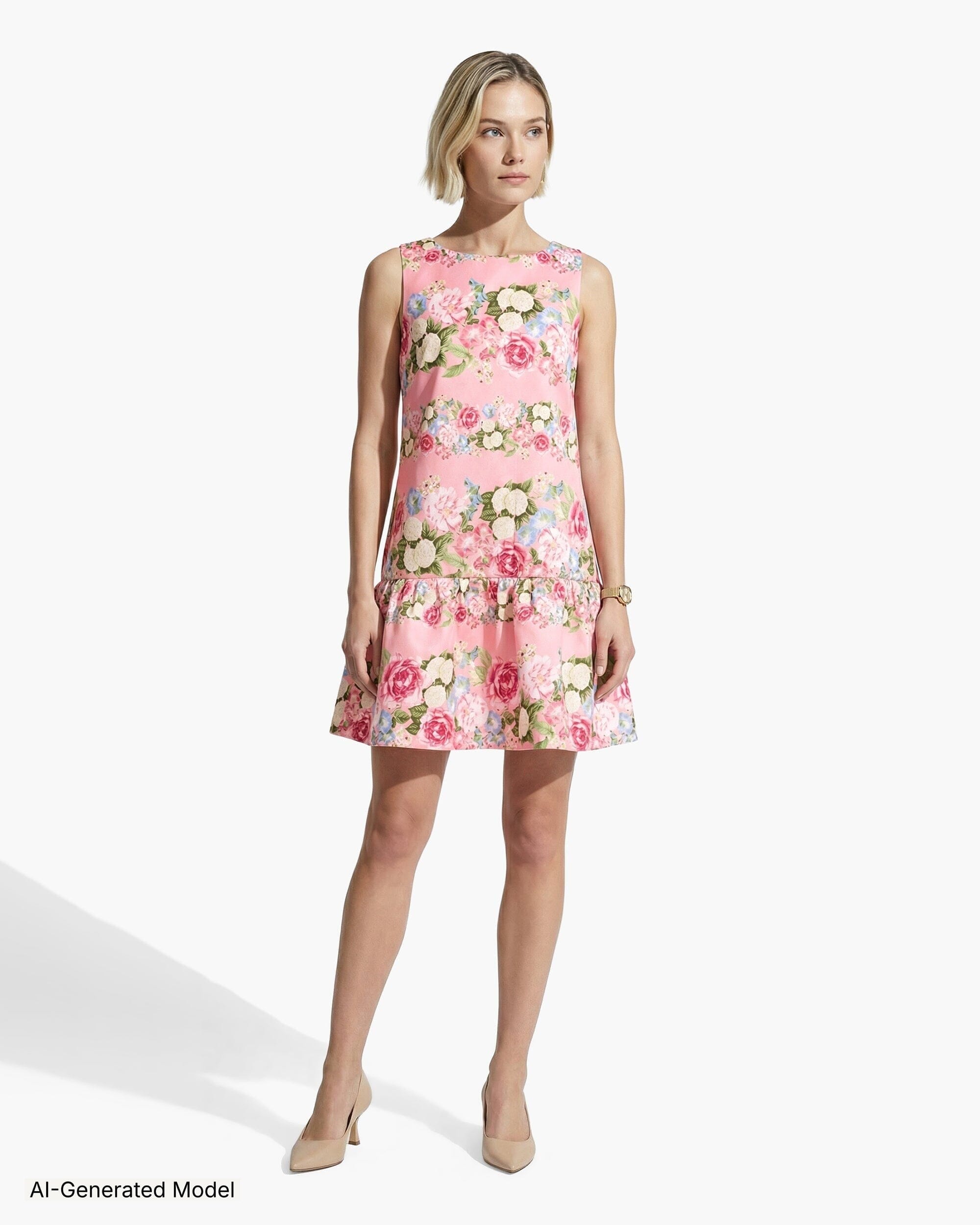 Anne Klein Boat Neck Flounce Shift Dress
